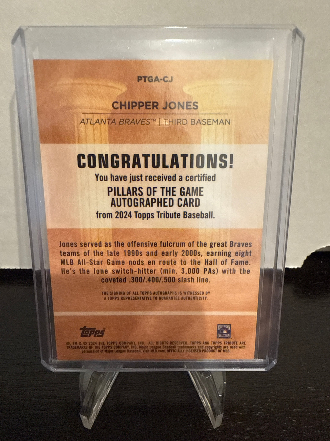 Chipper Jones 2024 Topps Tribute Pillars of the Game Auto, 11/30
