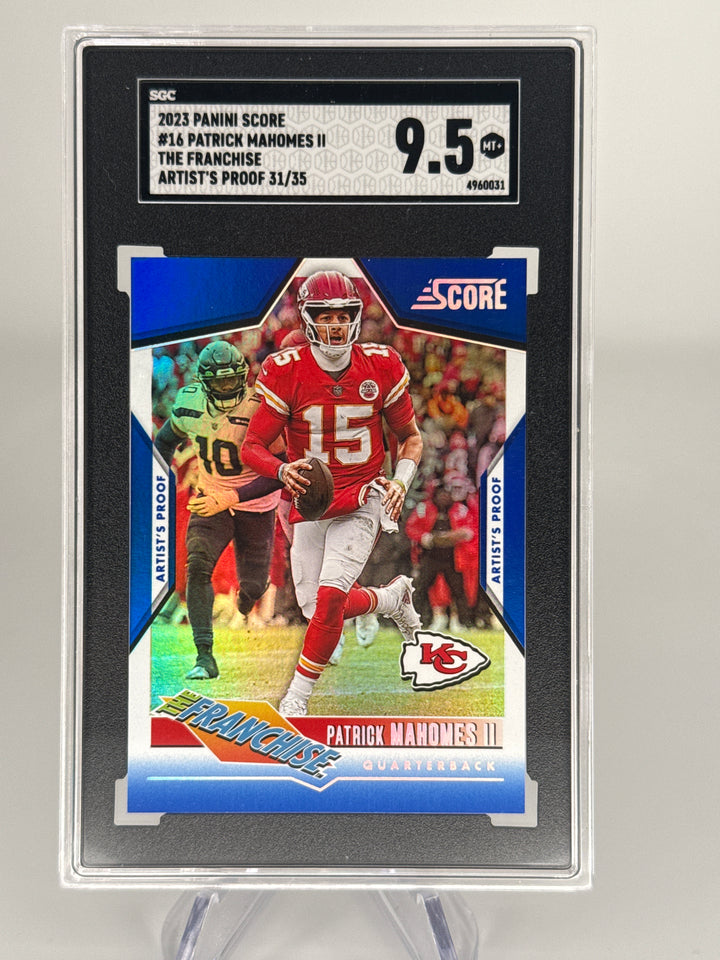 Patrick Mahomes 2023 Panini Score The Franchise Artist's Proof, 31/35, SGC 9.5 Gem Mint