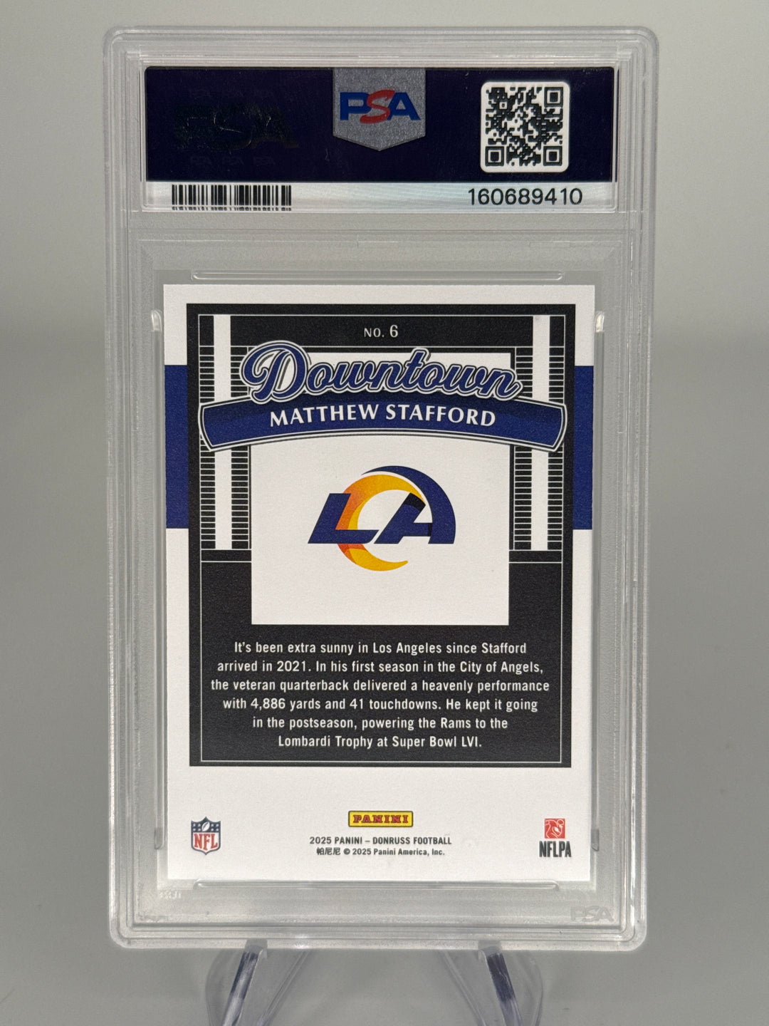 Matthew Stafford 2025 Panini Donruss Downtown SSP Case Hit, PSA 10 Gem Mint