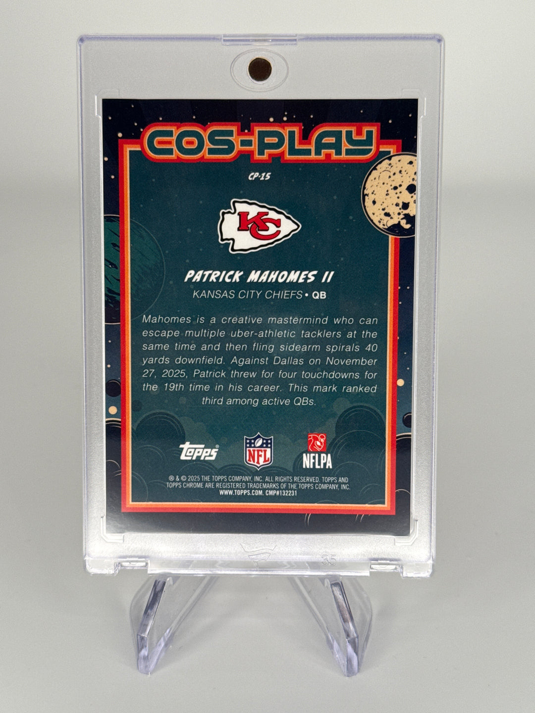 Patrick Mahomes 2025 Topps Cosmic Chrome Cos-Play SSP Case Hit