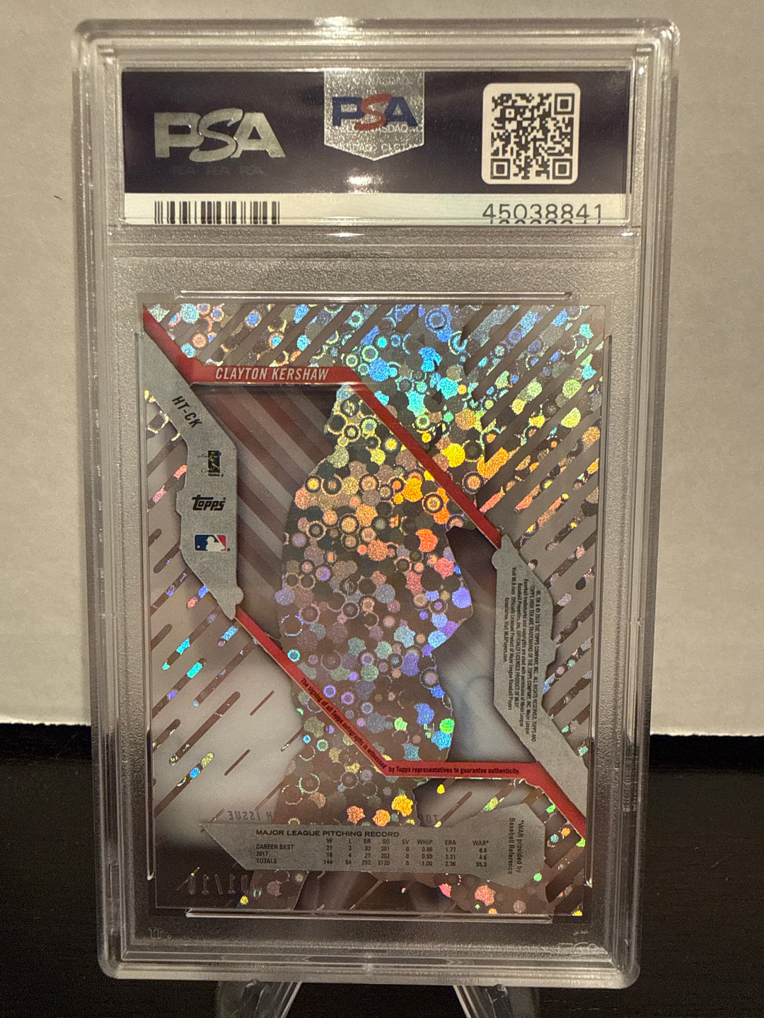Clayton Kershaw 2018 Topps High Tek Red Orbit Diffractor Auto, 01/10, PSA 10 Gem Mint