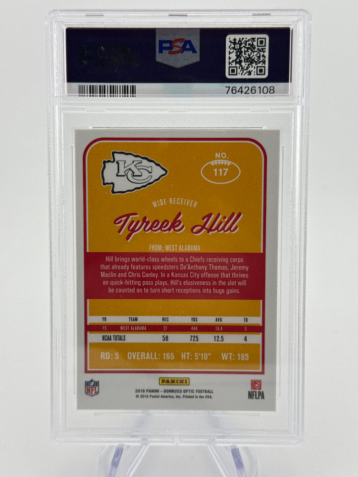 Tyreek Hill 2016 Panini Donruss Optic Pink Rookie, PSA 10 Gem Mint