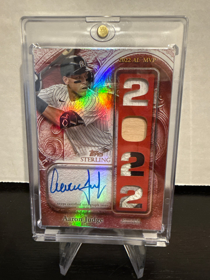 Aaron Judge 2025 Topps Sterling Quad Relic Auto Red, 4/5