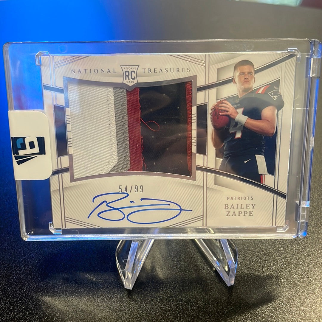 Bailey Zappe 2022 Panini National Treasures Rookie Patch Auto, 54/99
