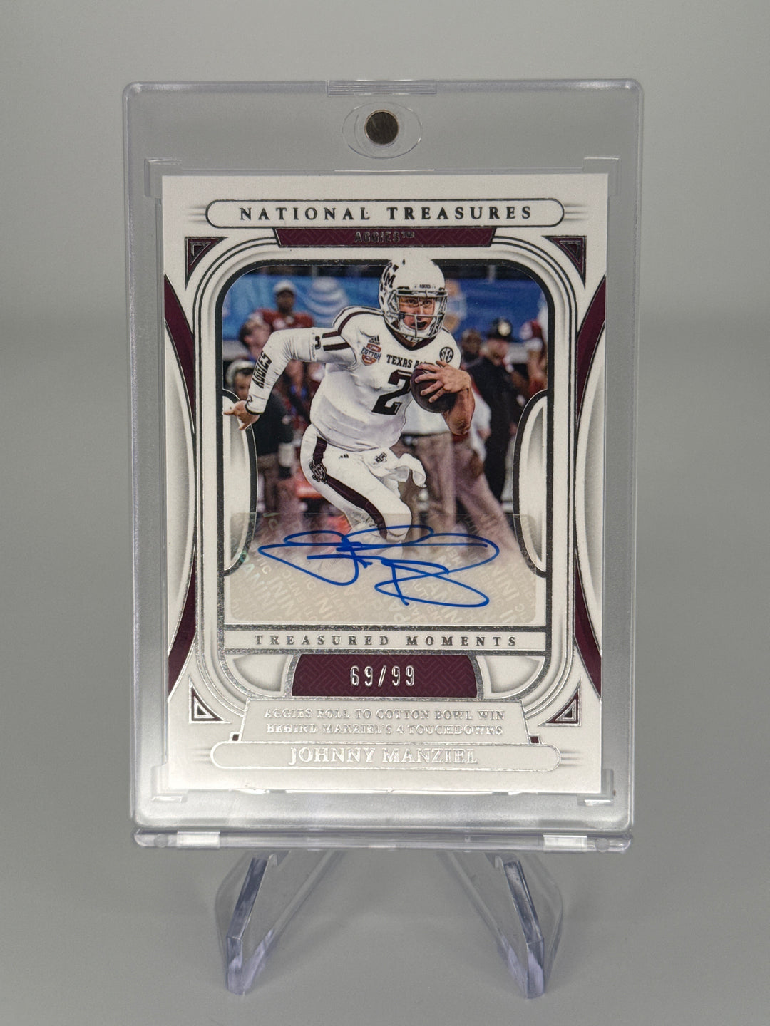 Johnny Manziel 2024 Panini National Collegiate Treasured Moments Auto, 69/99