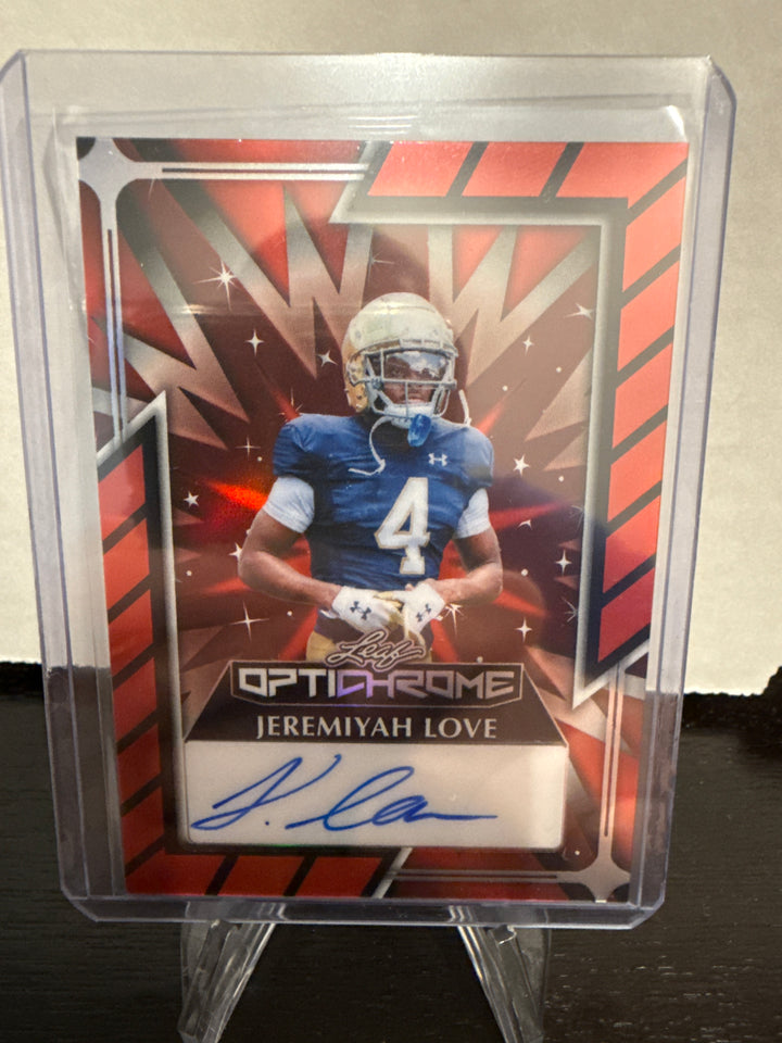 Jeremiyah Love 2024 Leaf Optichrome Red Prizm Refractor Auto, 9/9