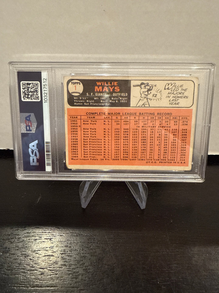 Willie Mays 1966 Topps, PSA 3 Very Good