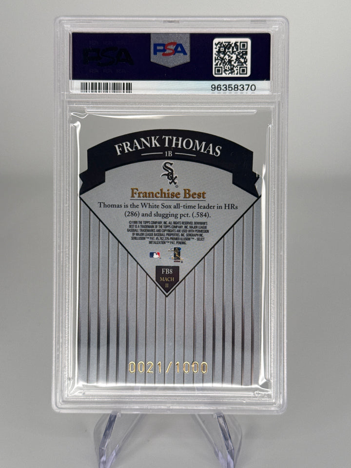 Frank Thomas 1999 Bowman's Best Franchise Best Mach II, 0021/1000, PSA 8