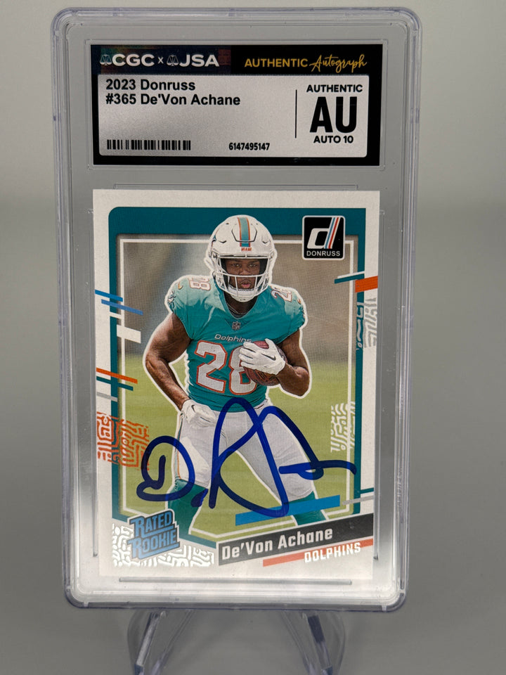 De'Von Achane 2023 Donruss CGC/JSA Authentic Auto