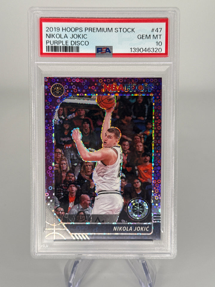 Nikola Jokic 2019 Panini NBA Hoops Premium Purple Disco, PSA 10 Gem Mint