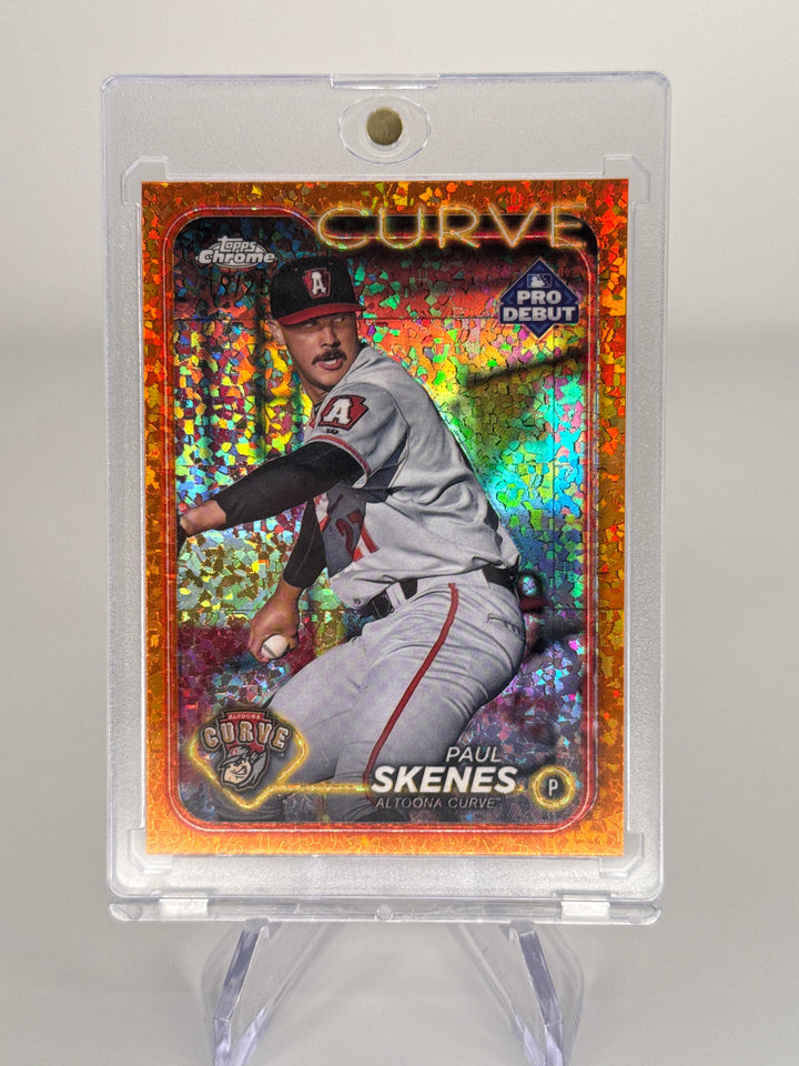 Paul Skenes 2024 Topps Chrome Pro Debut Orange Mini Diamond Refractor, 19/25
