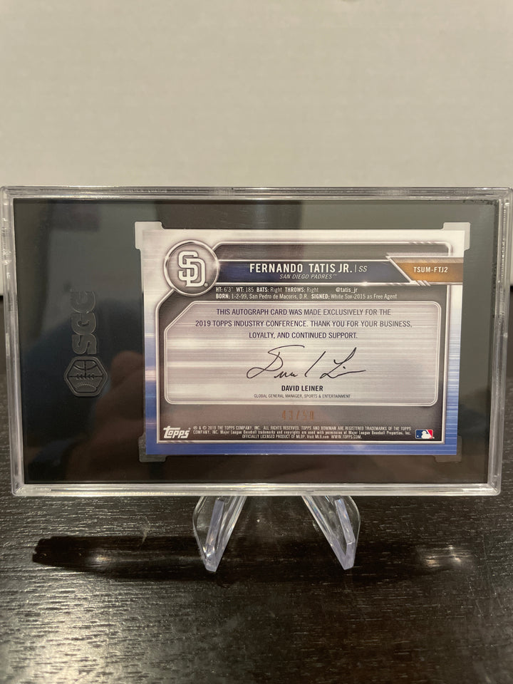 Fernando Tatis Jr 2019 Topps Industry Conference Auto, 43/50, SGC 10 Gem Mint