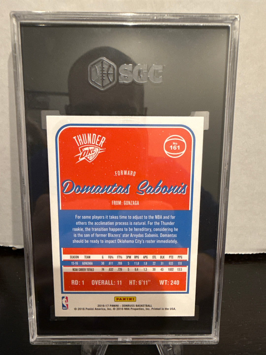 Domantas Sabonis 2016-2017 Panini Donruss Rookie, SGC 10 Gem Mint