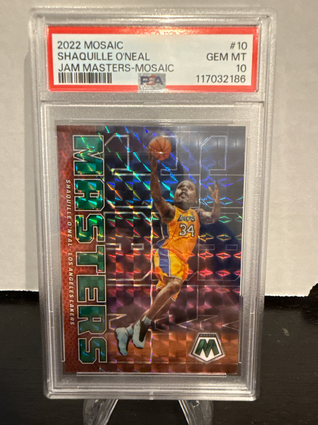 Shaquille O'Neal 2022 Panini Mosaic Jam Masters Green Mosaic, PSA 10 Gem Mint