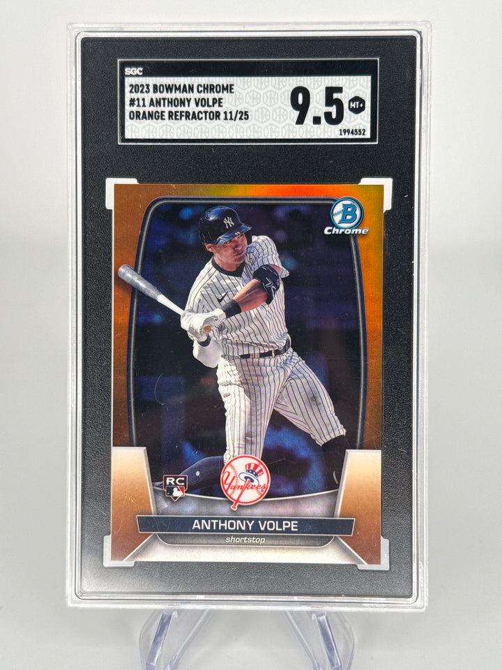 Anthony Volpe 2023 Bowman Chrome Orange Refractor Rookie, 11/25, SGC 9.5 Gem Mint