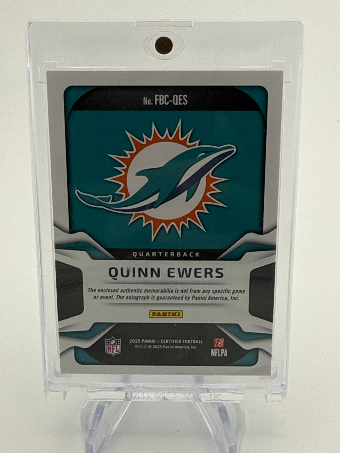 Quinn Ewers 2025 Panini Certified Freshman Fabric Rookie Patch Auto Teal, 134/199