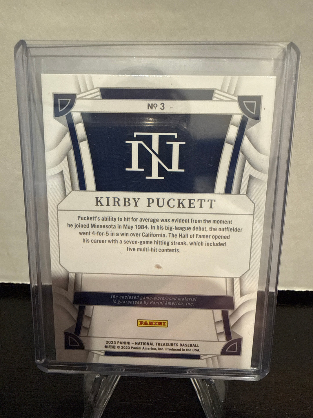 Kirby Puckett 2023 Panini National Treasures Stars & Stripes Bat Relic, 22/49
