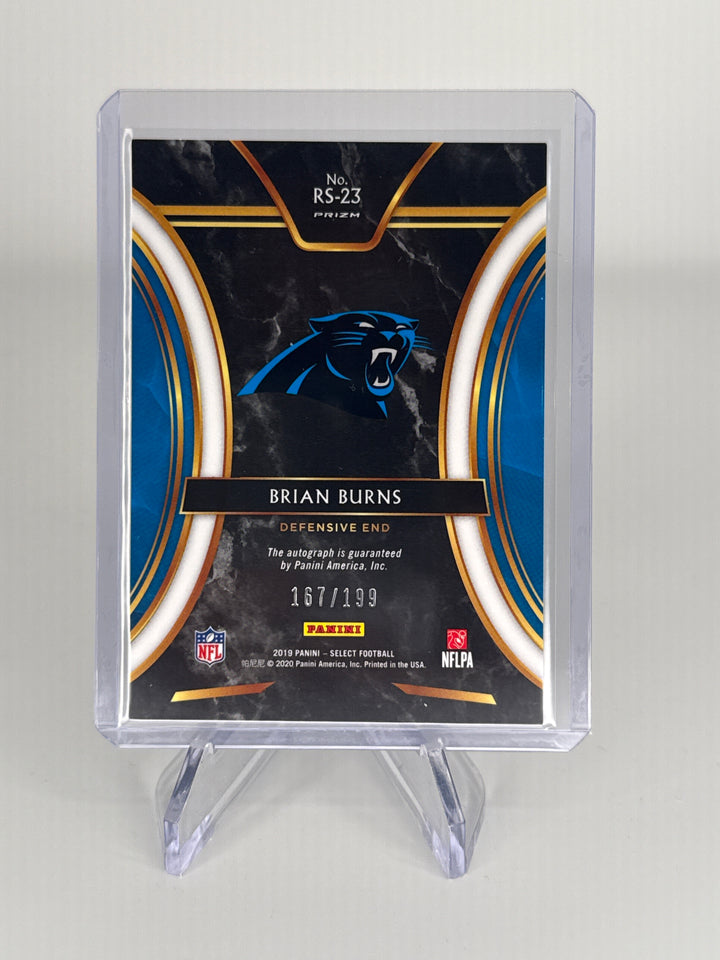 Brian Burns 2019 Panini Select Silver Rookie Auto, 167/199