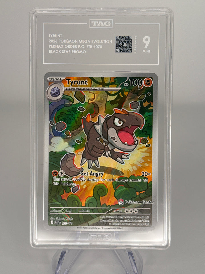 Pokemon TCG 2026 Tyrunt Perfect Order Black Star Promo Pokemon Center Stamp, 070, TAG 9 Mint