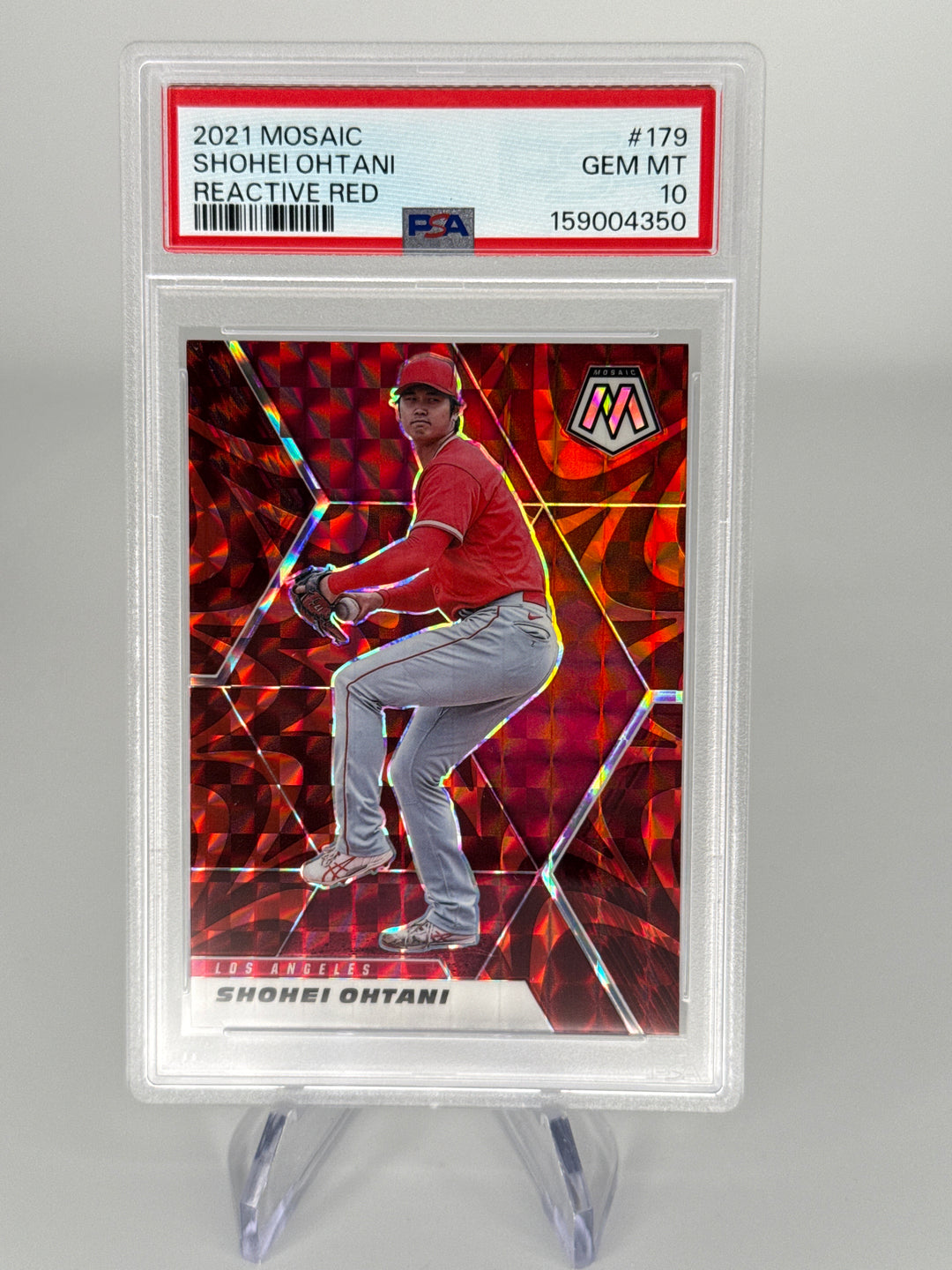 Shohei Ohtani 2021 Panini Mosaic Reactive Red Mosaic, PSA 10 Gem Mint