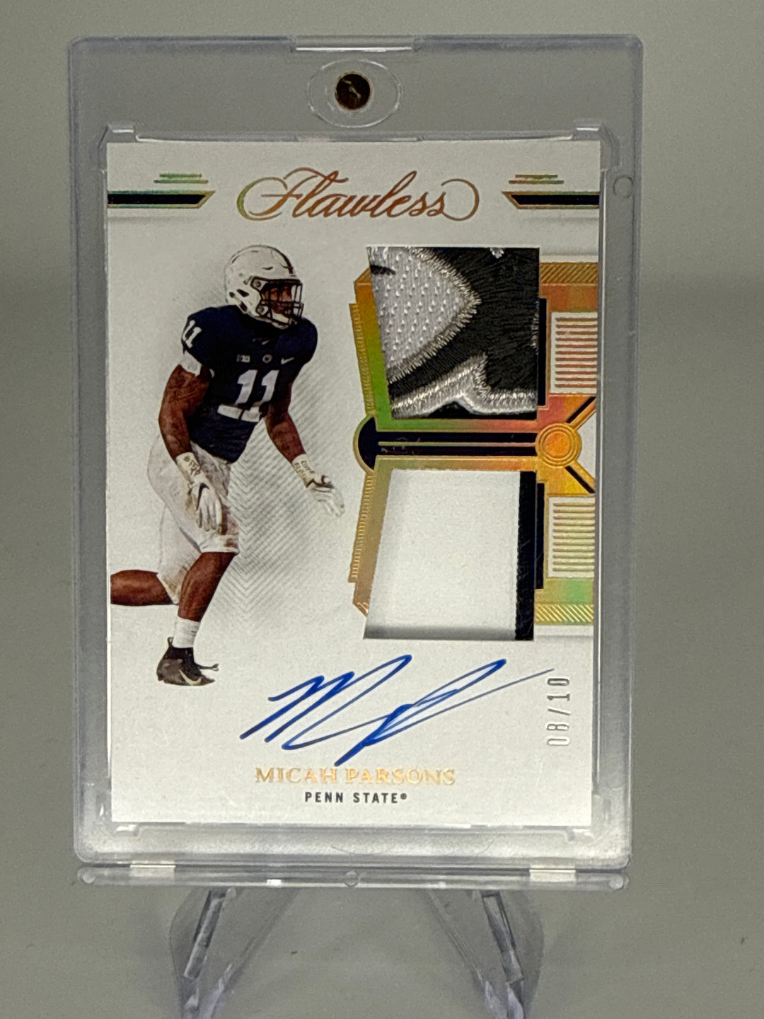Micah Parsons 2022 Panini Flawless Collegiate Bowl Patch Auto Gold, 08/10