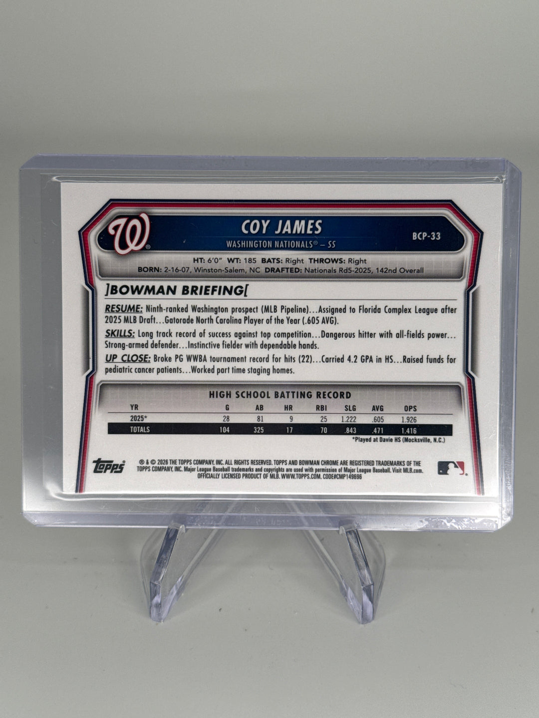 Coy James 2026 Bowman Chrome Mega Box Orange Refractor 1st, 19/25