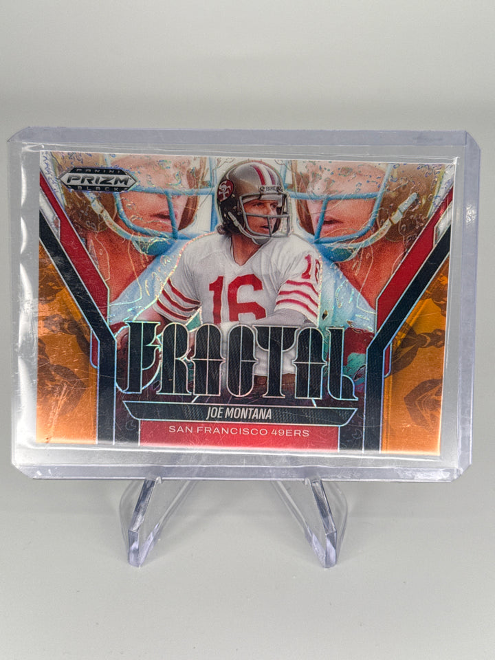Joe Montana 2025 Panini Prizm Black Fractal Orange Prizm, 06/49