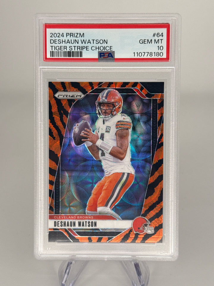 Deshaun Watson 2024 Panini Prizm Tiger Stripe Choice Prizm SSP, PSA 10 Gem Mint