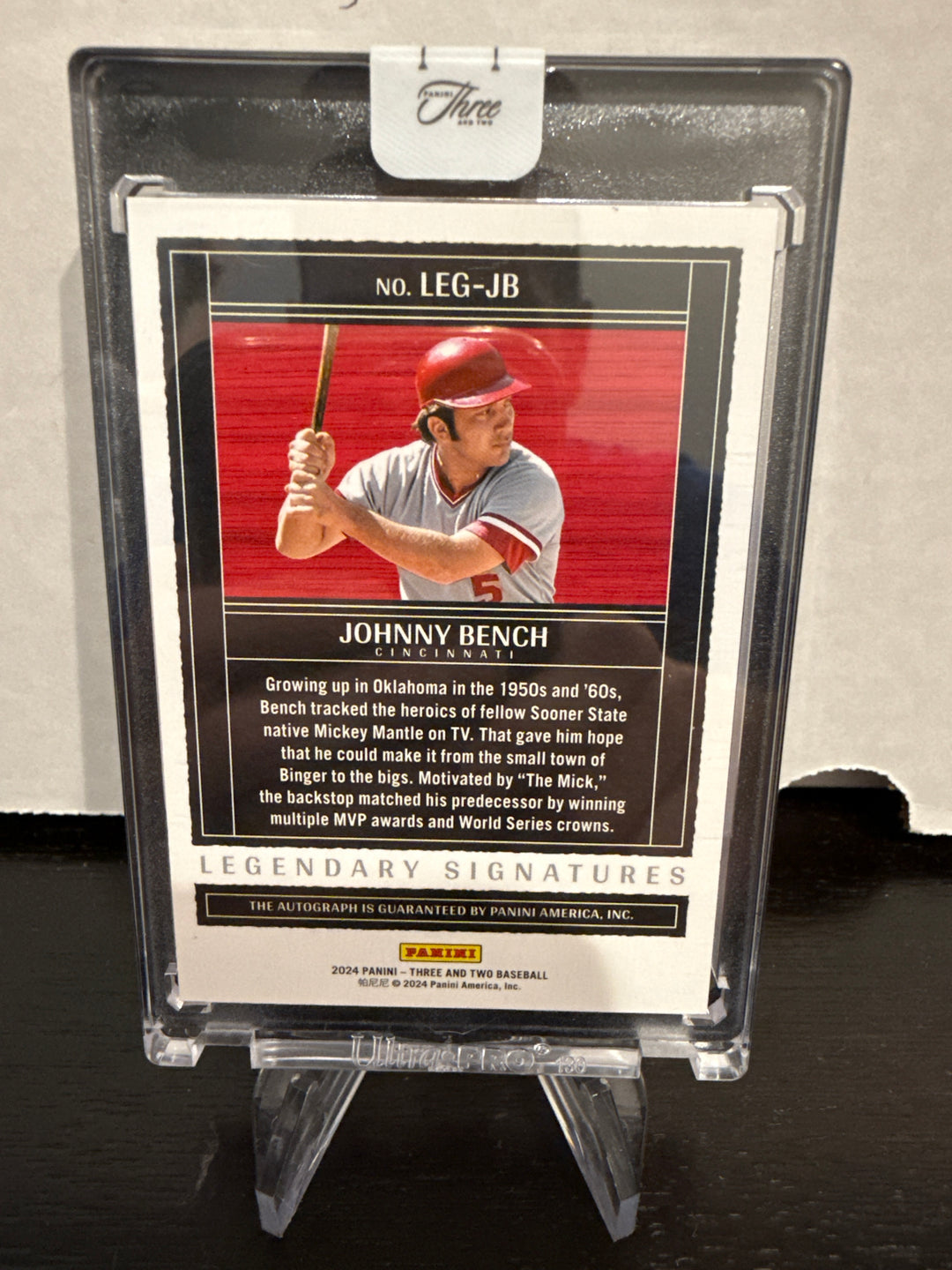 Johnny Bench 2024 Panini Three and Two Legendary Signatures 1/1 Auto