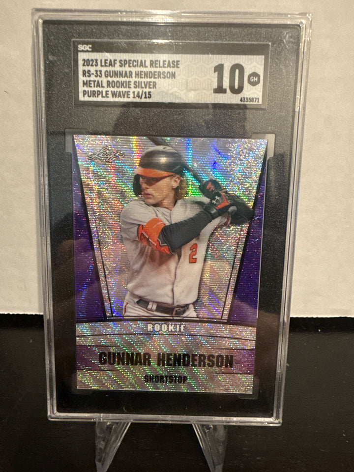 Gunnar Henderson 2023 Leaf Special Release Purple Wave Rookie, 14/15, SGC 10 Gem Mint
