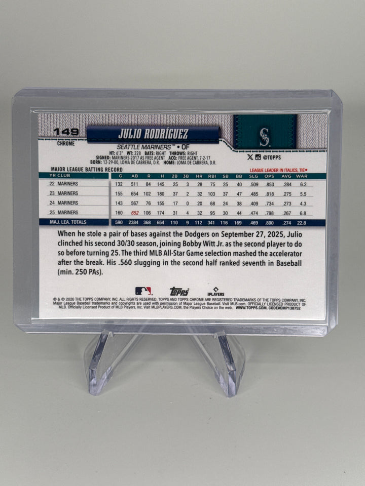 Julio Rodriguez 2026 Topps Chrome Image Variation Green Refractor, 07/99