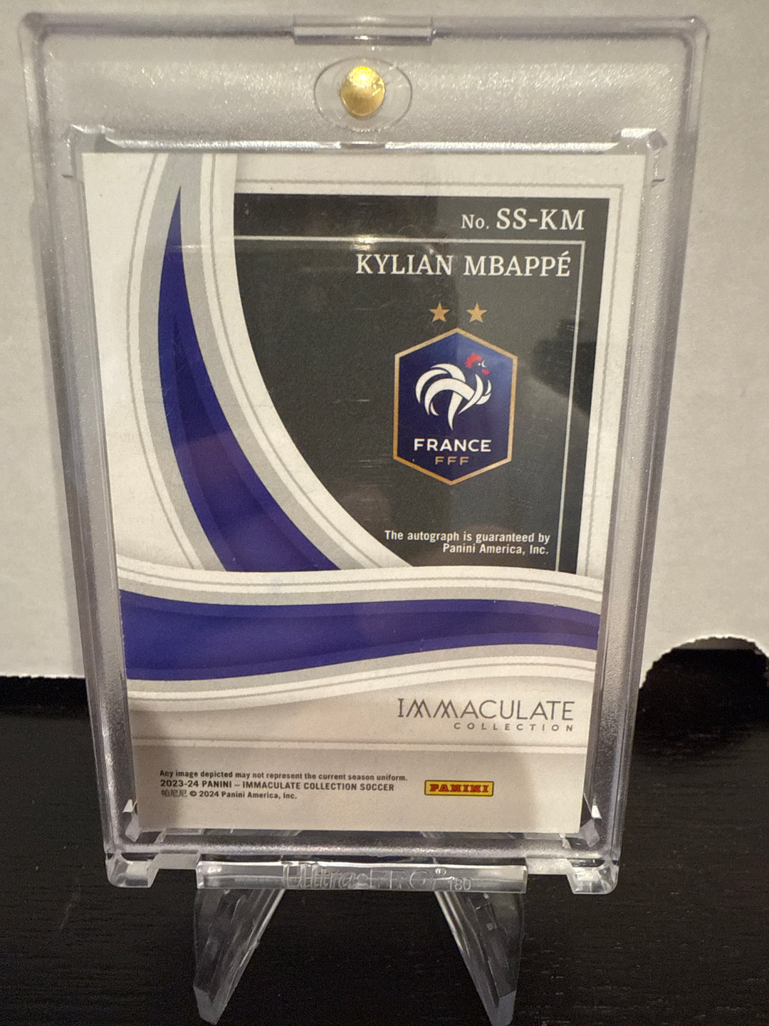 Kylian Mbappe 2023-2024 Panini Immaculate Shadow Box Silver Auto, 31/49