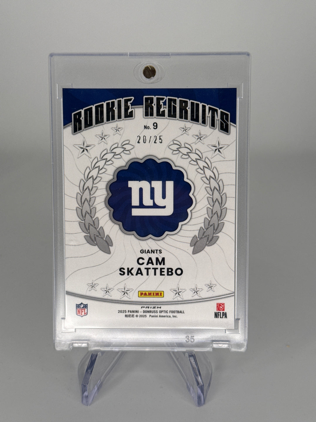 Cam Skattebo 2025 Panini Donruss Optic Rookie Recruits Purple Stars, 20/25