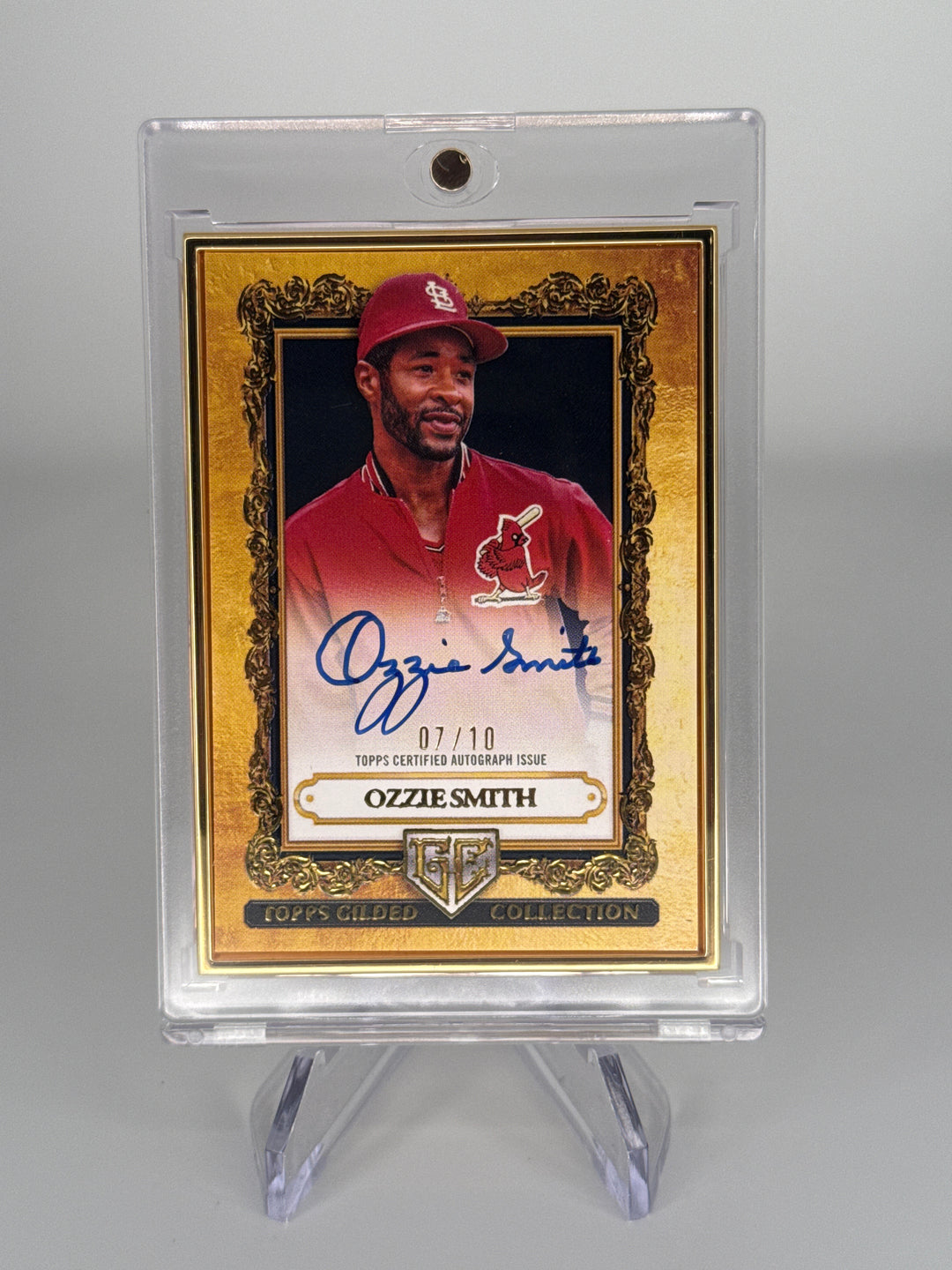 Ozzie Smith 2025 Topps Gilded Collection Gold Framed Auto, 07/10