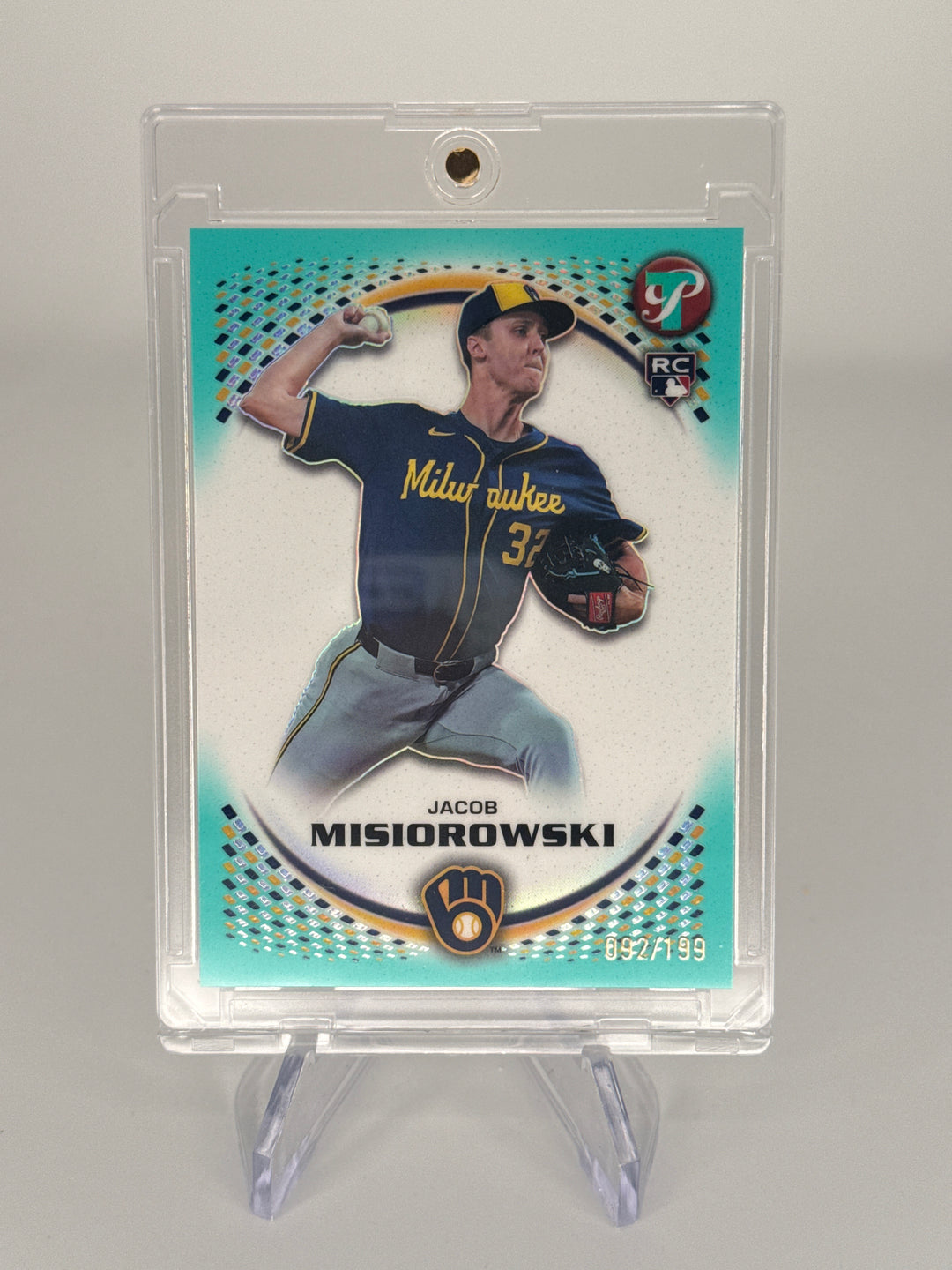 Jacob Misiorowski 2026 Topps Pristine Aqua Refractor Rookie, 092/199