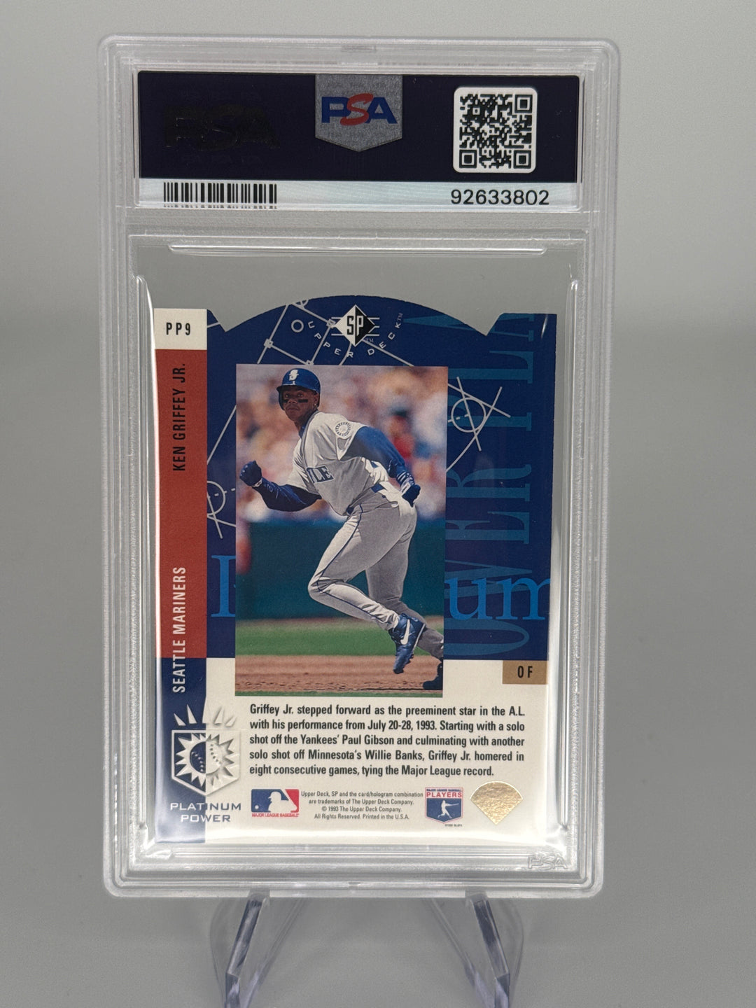 Ken Griffey Jr. 1993 SP Platinum Power Die Cut, PSA 8