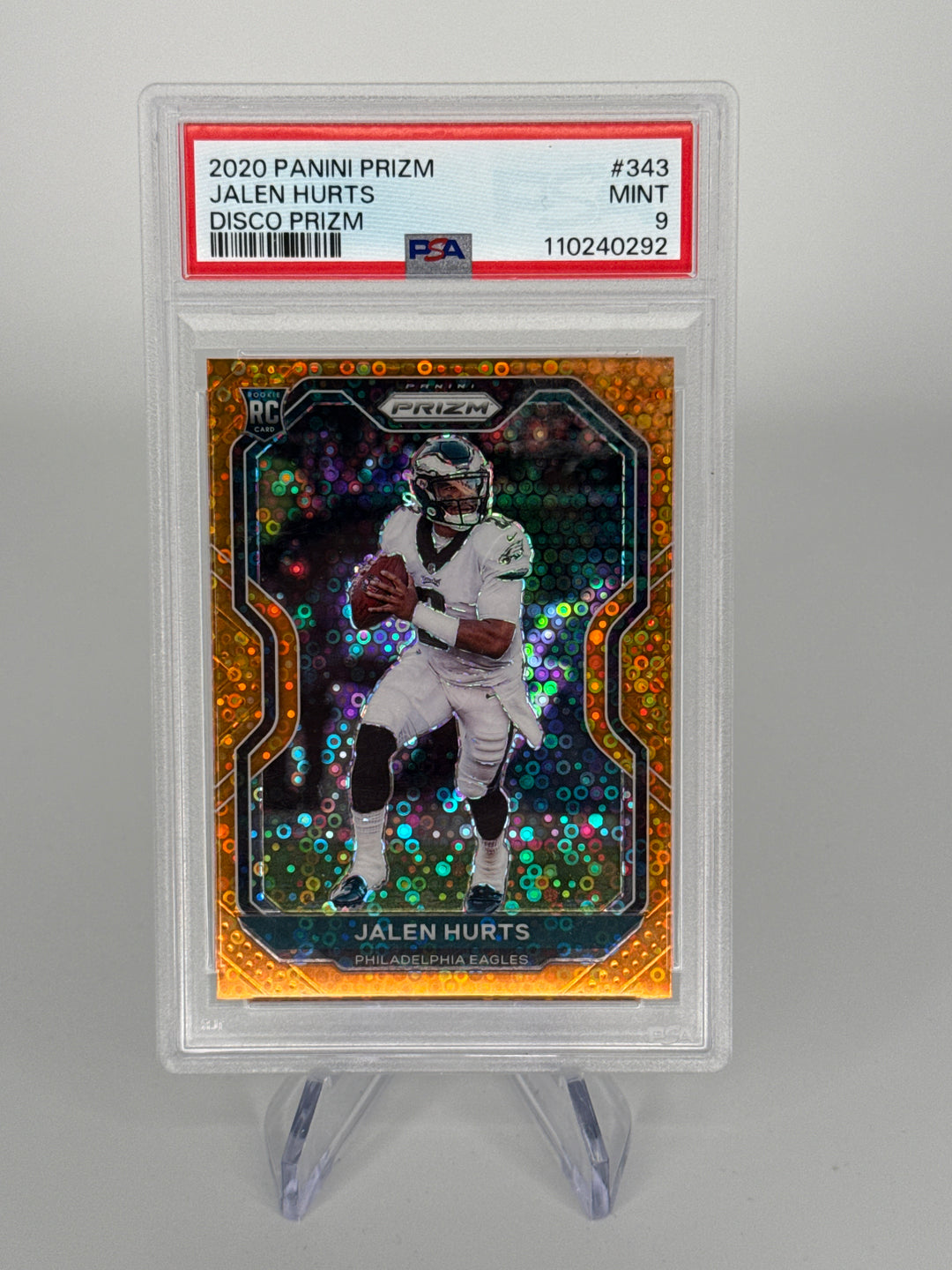 Jalen Hurts 2020 Panini Prizm Disco Prizm Rookie, PSA 9 Mint