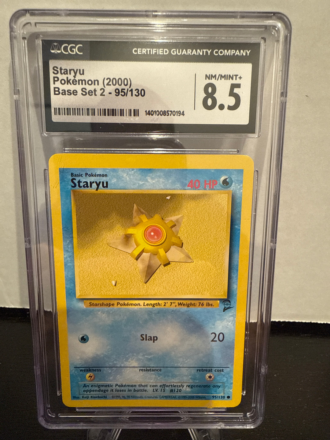Pokemon TCG 2000 Staryu Base Set 2, 95/130, CGC 8.5