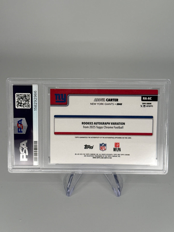 Abdul Carter 2025 Topps Chrome Blue Lave Refractor Rookie Auto, 047/150, PSA 9 Mint
