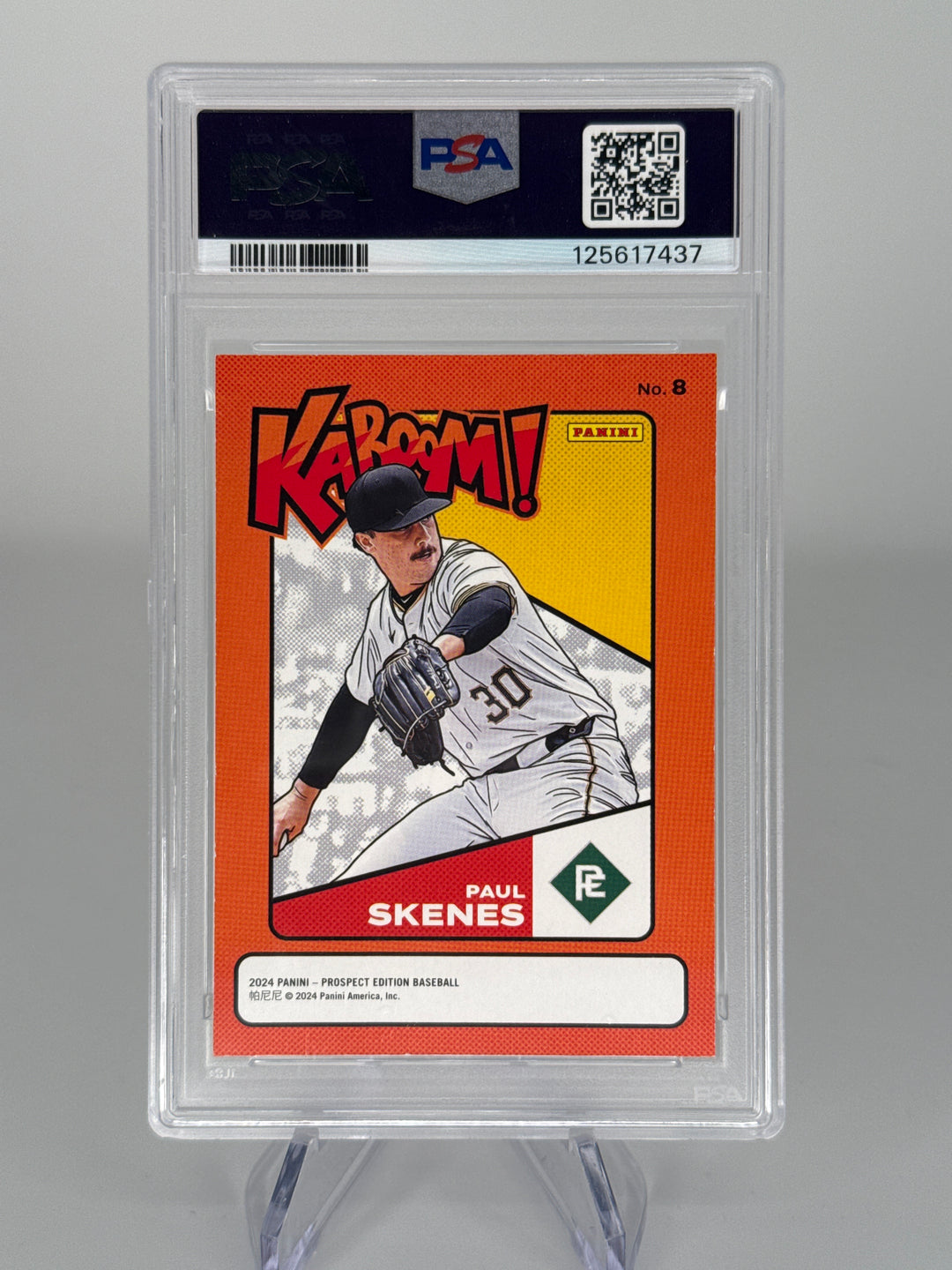Paul Skenes 2024 Panini Prospect Editon Kaboom SSP Case Hit Rookie, PSA 9 Mint