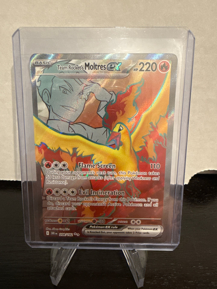 Pokemon TCG 2025 Team Rocket's Moltres EX Destined Rivals Full Art Illustration Rare, 208/182