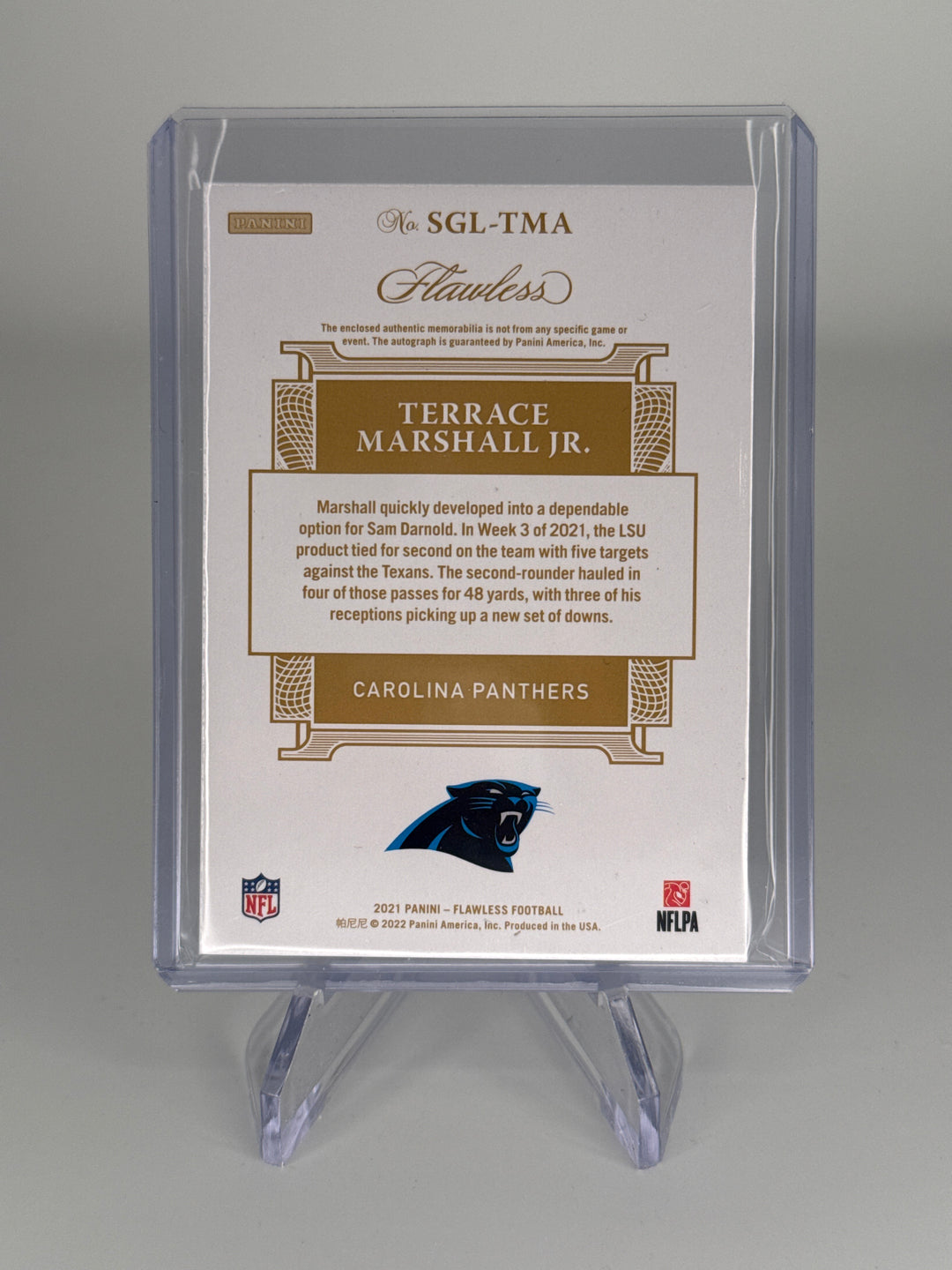 Terrace Marshall Jr. 2021 Panini Flawless Signature Glove Rookie Patch Auto, 02/20