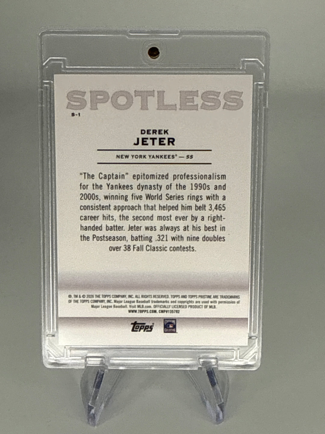 Derek Jeter 2026 Topps Pristine Spotless Gold Refractor, 29/50