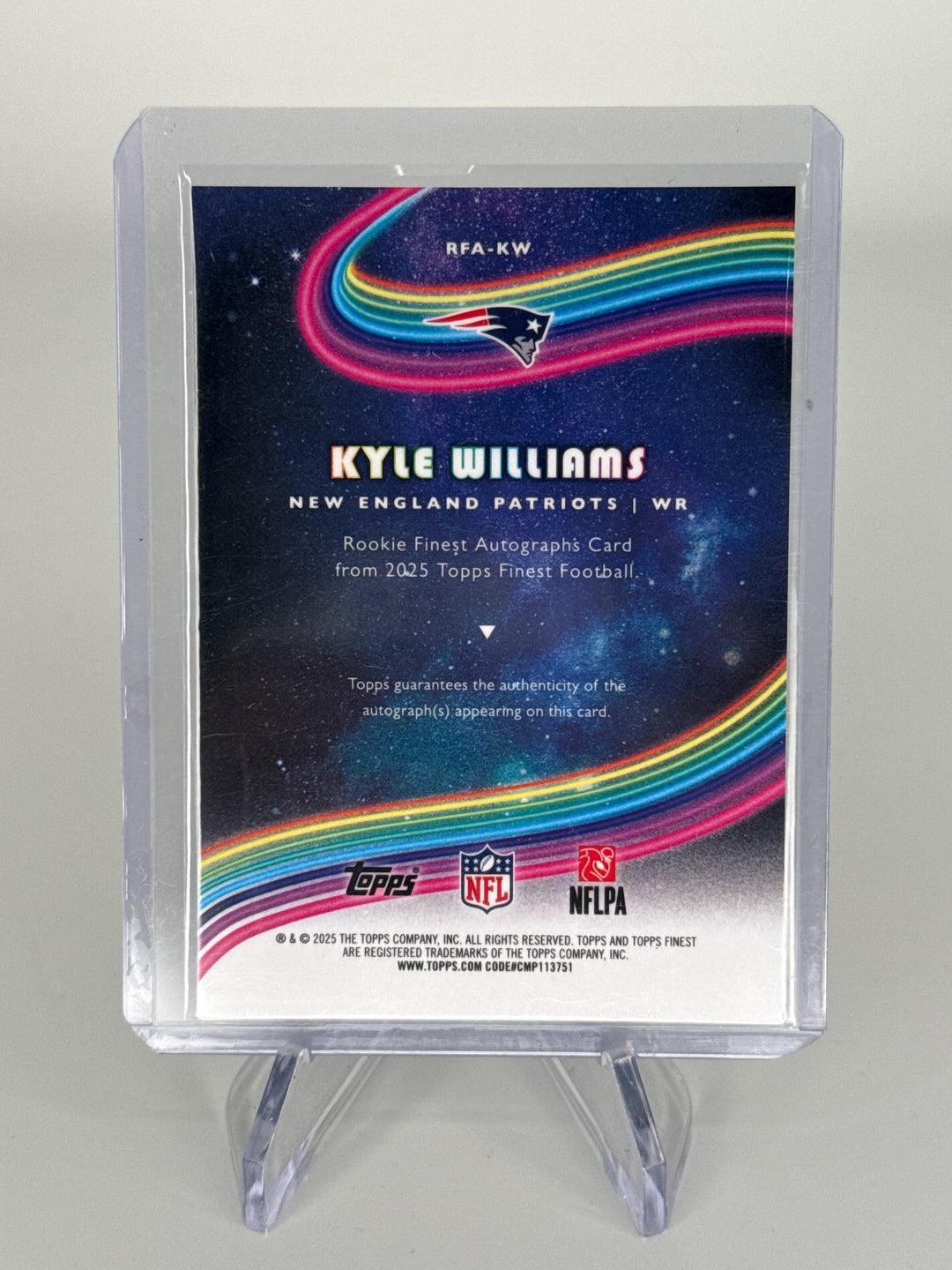 Kyle Williams 2025 Topps Finest Rookie Auto Gold, 30/50
