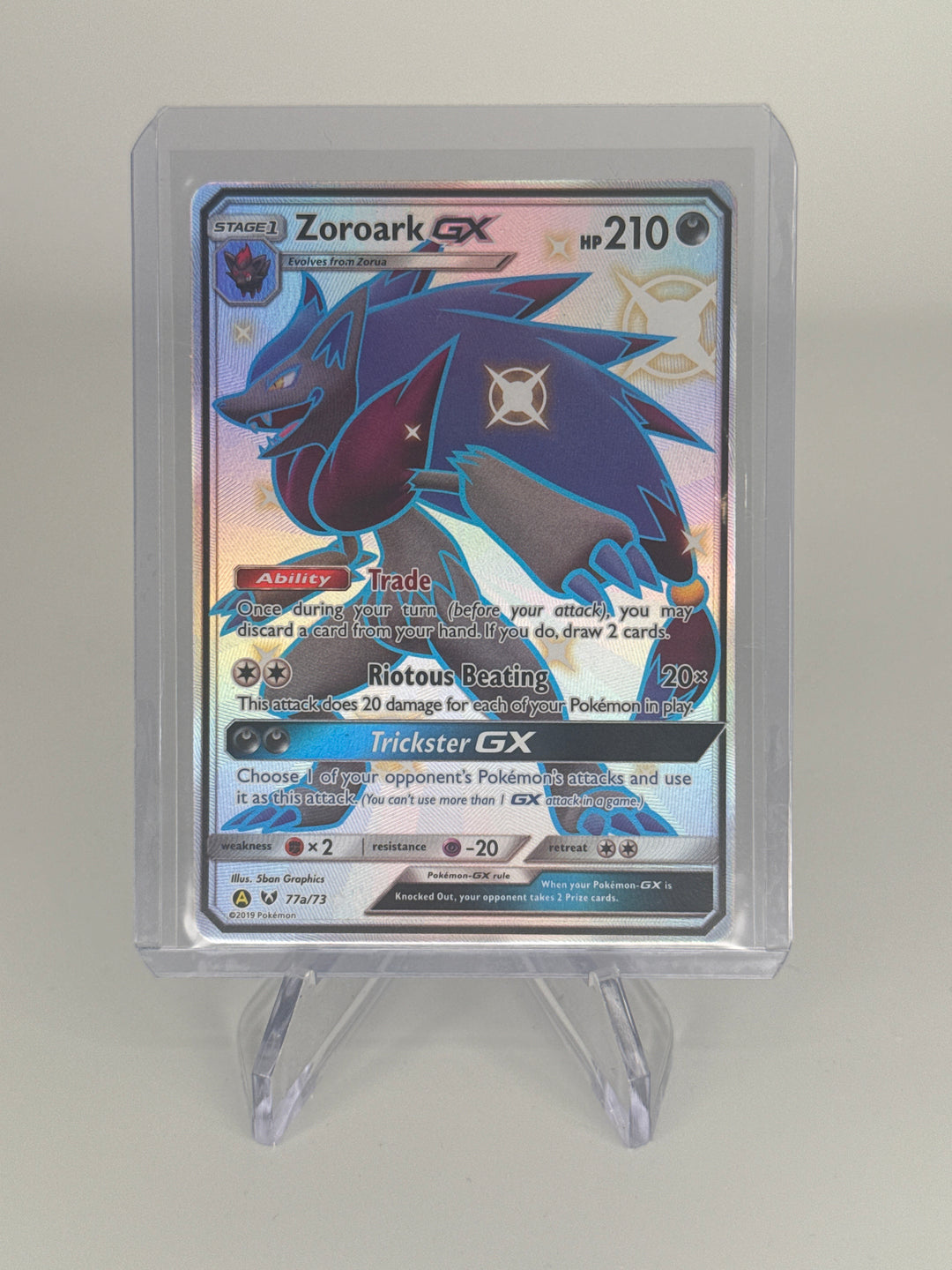 Pokémon TCG 2019 Zoroark GX Sun & Moon Hidden Fates Shiny Full Art, 77a/73