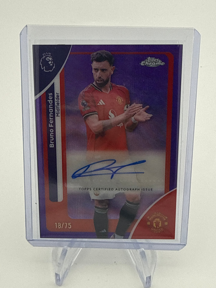 Bruno Fernandes 2026 Topps Chrome Purple Wave Auto, 18/75