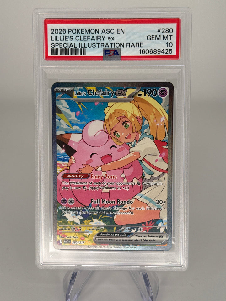 Pokemon TCG 2026 Lillie's Clefairy EX Ascended Heroes Special Illustration Rare, 280/217, PSA 10 Gem Mint