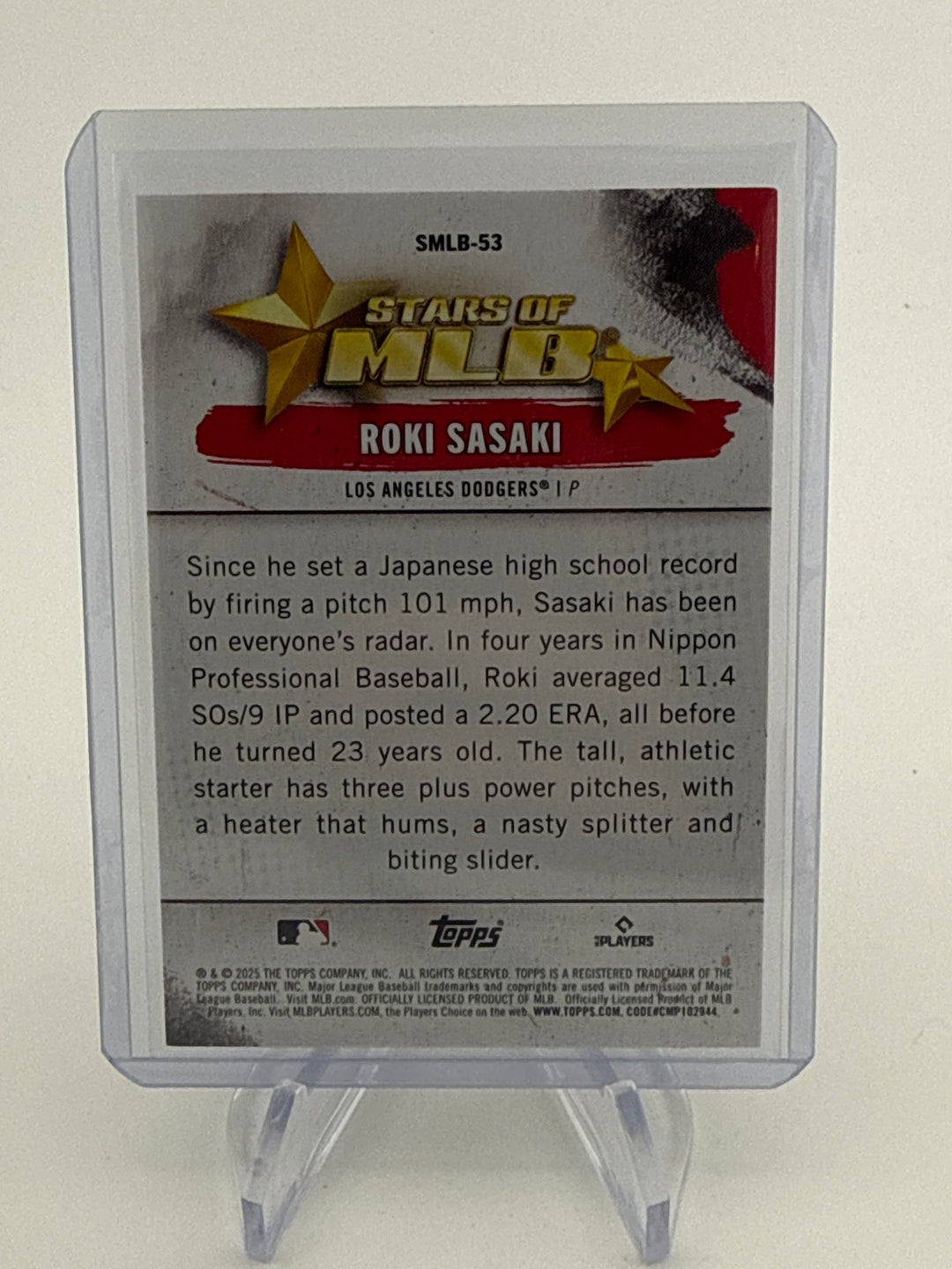 Roki Sasaki 2025 Topps Stars of MLB Gold Rookie, 24/50