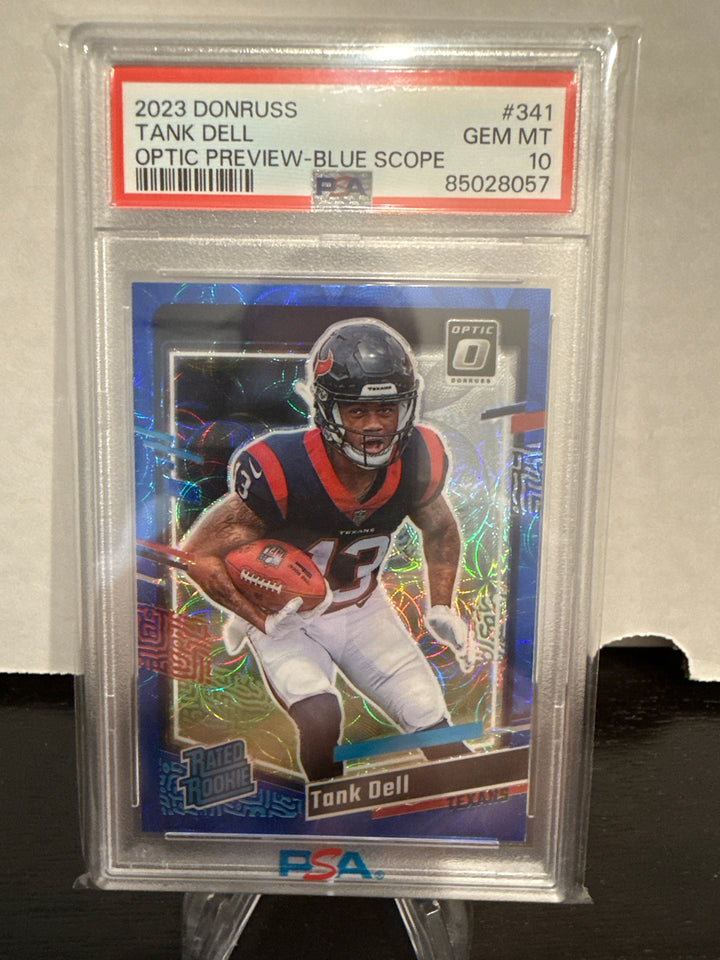 Tank Dell 2023 Donruss Optic Preview Blue Scope Rookie, PSA 10 Gem Mint
