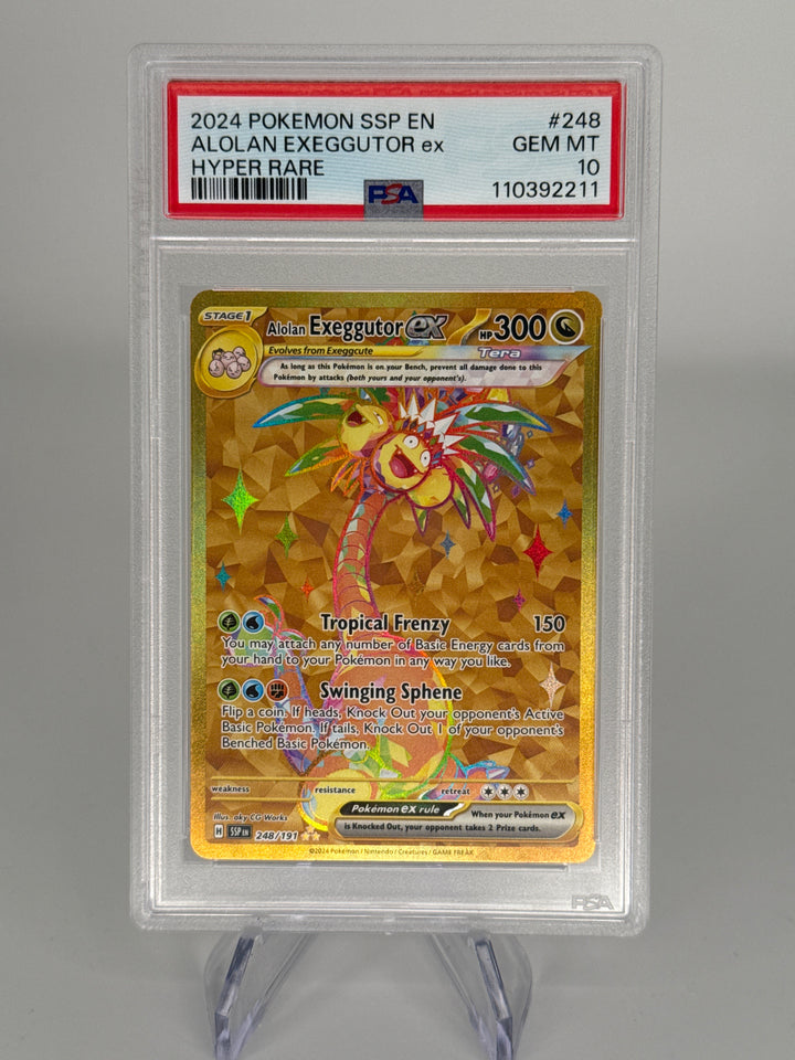 Pokemon TCG 2024 Alolan Exeggutor EX Surging Sparks Gold Illustration Hyper Rare Full Art, 248/191, PSA 10 Gem Mint